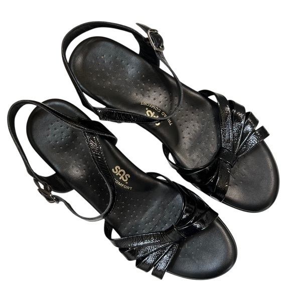 SAS Shoes - SAS Strippy Women’s Size 9.5 Tripad Comfort Patent Leather Wedge Sandals
